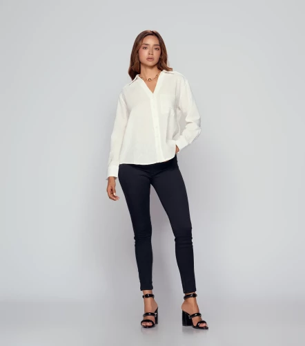 Jean Para Mujer Con Corte En Pretina Bota Skinny DerekNG