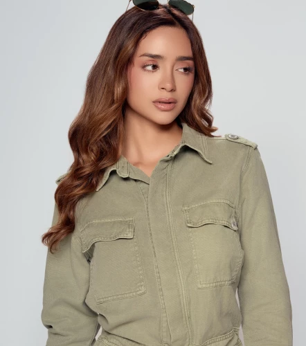 Fatima Enterizo Short Con Bolsillos Y Manga 3 4 UnserVD