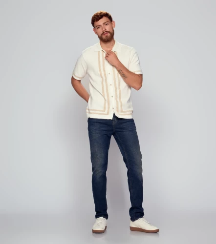 Iron Yhoan Jean Con Procesos Y Rotos Recosidos Azul UnserAZ