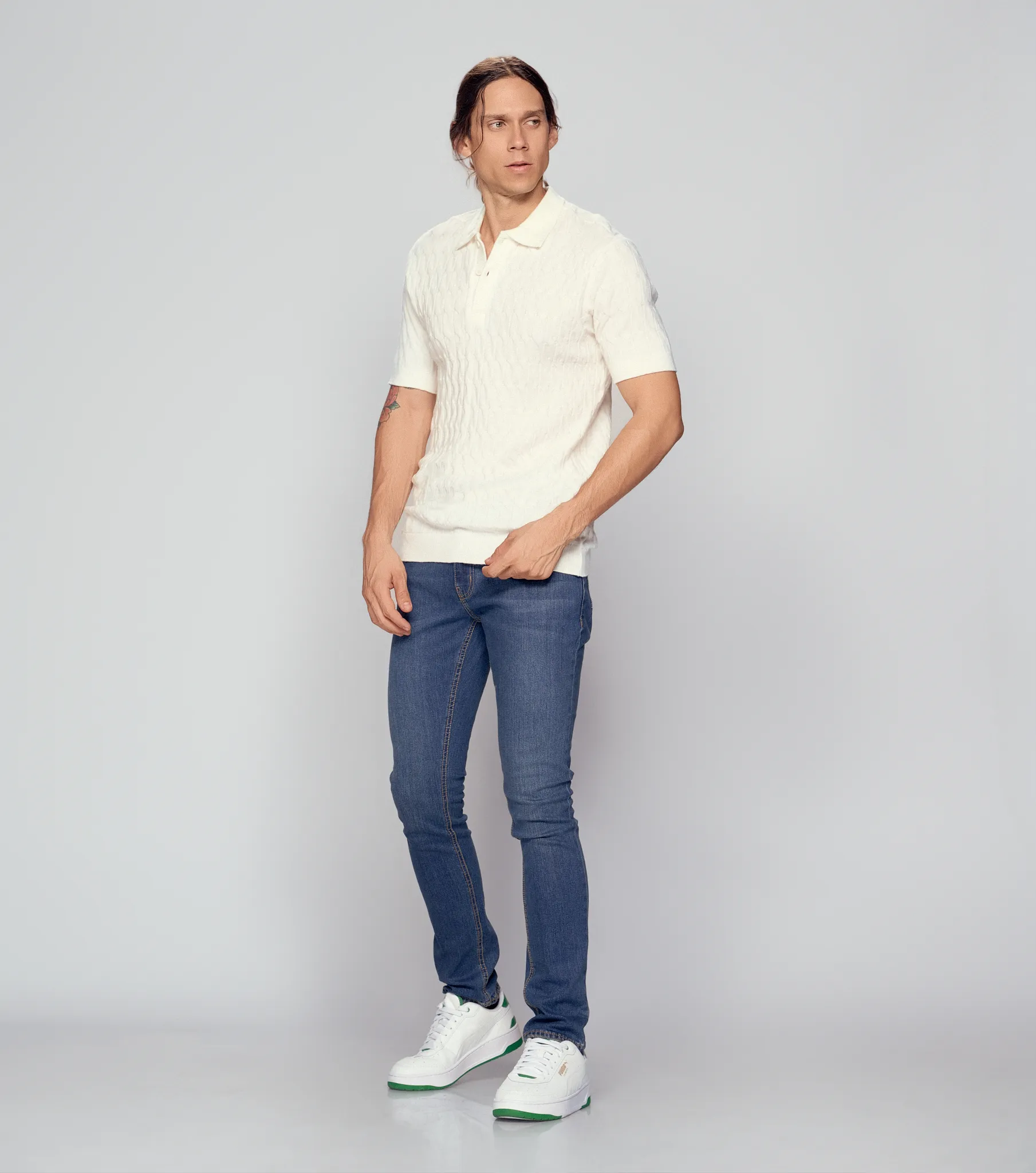 Polo Para Hombre Tejido Molderia Slim Unicolor Unser 834273 AR
