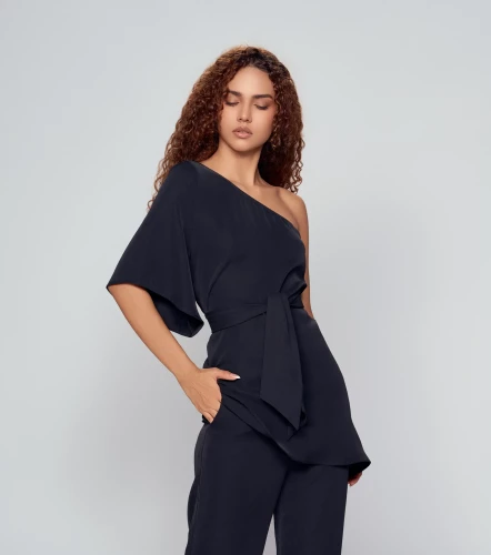 Blusa Para Mujer Medio Hombro Con Cinturon DerekNG