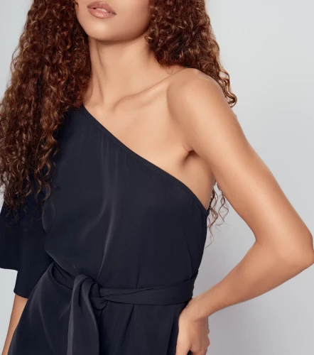 Blusa Para Mujer Medio Hombro Con Cinturon DerekNG