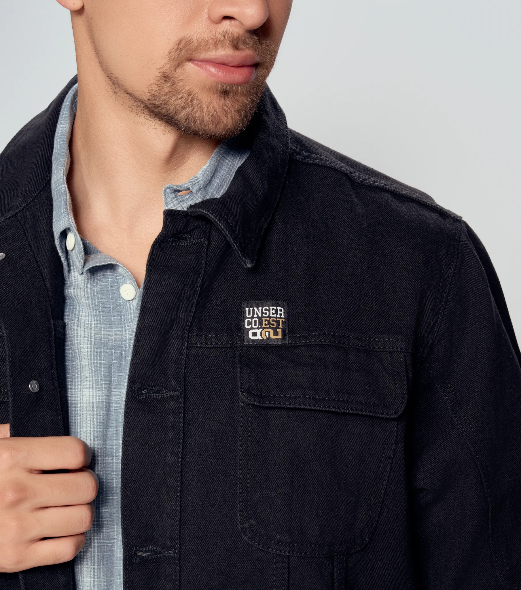 Chaqueta Para Hombre En Indigo Negro Con Proceso Unser 830964 NG