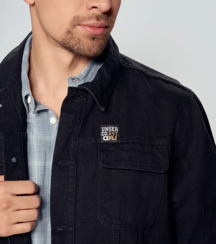 Chaqueta Para Hombre En Indigo Negro Con Proceso UnserNG