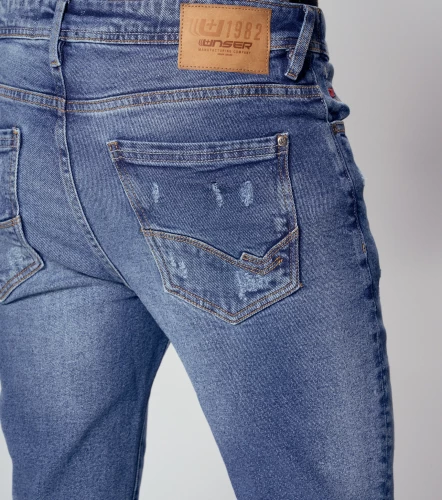 Iron Sair Jean Con Proceso Y Rotos Azul UnserAZ