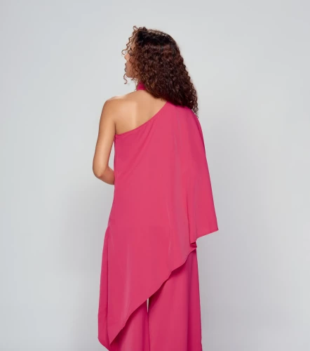 Madelaide Blusa Asimetrica Con Detalle En Cuello Unicolor DerekMR