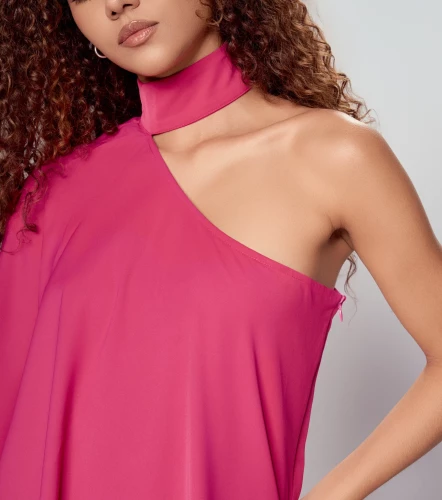 Madelaide Blusa Asimetrica Con Detalle En Cuello Unicolor DerekMR