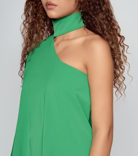 Madelaide Blusa Asimetrica Con Detalle En Cuello Unicolor DerekVD