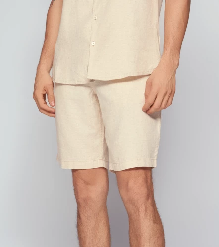 Neitan Bermuda Unicolor En Lino Con Bolsillos UnserBG