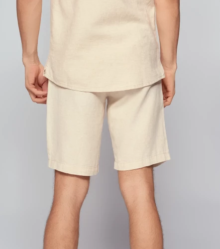 Neitan Bermuda Unicolor En Lino Con Bolsillos UnserBG