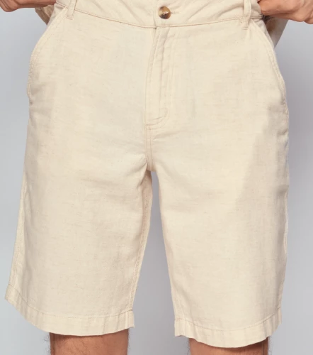 Neitan Bermuda Unicolor En Lino Con Bolsillos UnserBG