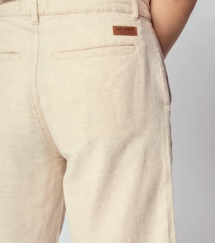 Neitan Bermuda Unicolor En Lino Con Bolsillos UnserBG