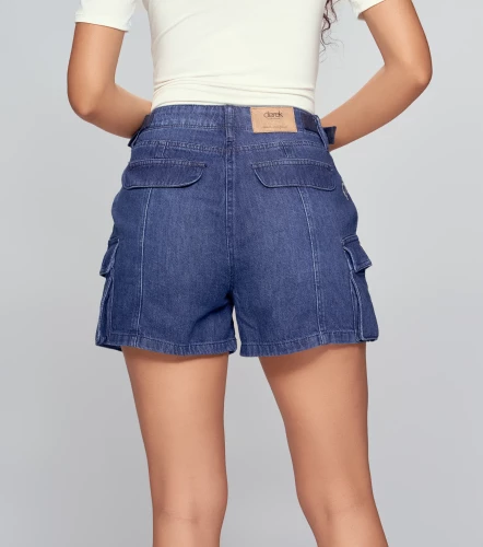 Short Para Mujer En Indigo Tipo Cargo Shannon DerekAZ