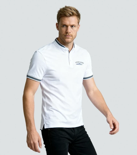 Slim Ivan Polo Unicolor Para Hombre Con Estampado En Delanero Y Cuello Neru UnserBL