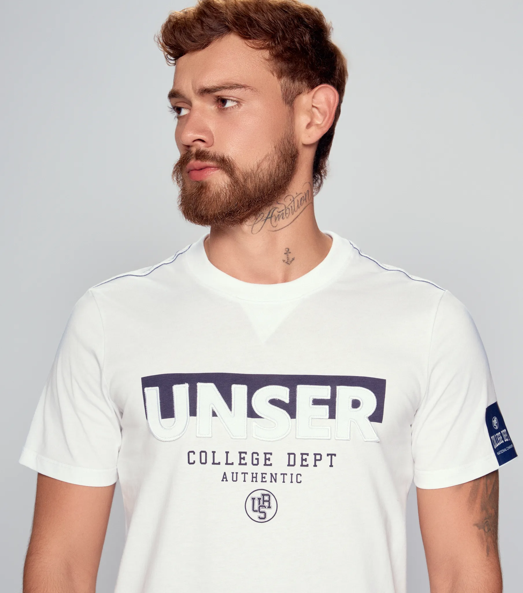 Slim Matias T Shirt Unicolor Con Estampado Unser 833227 BL