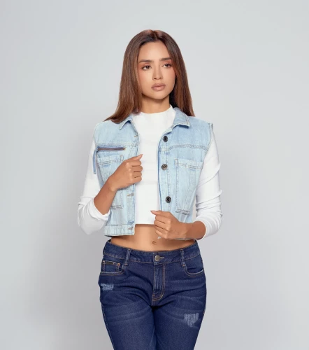 Valeria Chaleco Denim Con Bolsillos Y Cremallera UnserAZ