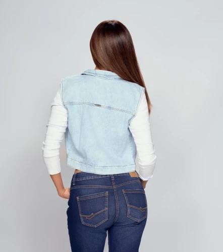 Valeria Chaleco Denim Con Bolsillos Y Cremallera UnserAZ