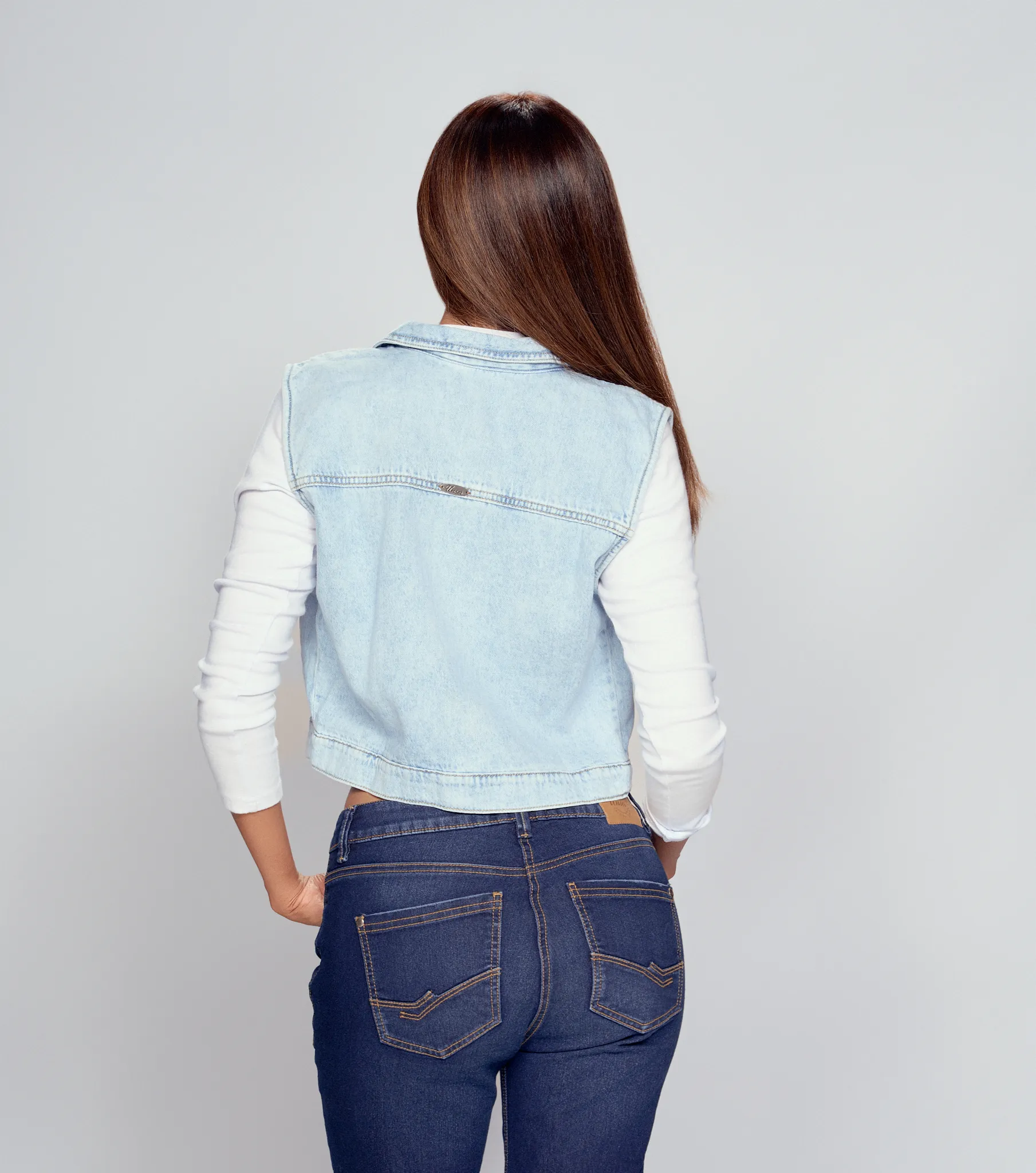 Valeria Chaleco Denim Con Bolsillos Y Cremallera Unser 830923 AZ