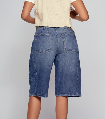 Jorts Para Mujer Tipo Bermuda En Indigo Con Proceso DerekAZ