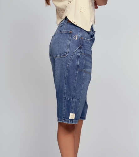 Jorts Para Mujer Tipo Bermuda En Indigo Con Proceso DerekAZ