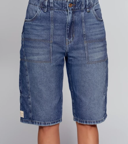 Jorts Para Mujer Tipo Bermuda En Indigo Con Proceso DerekAZ