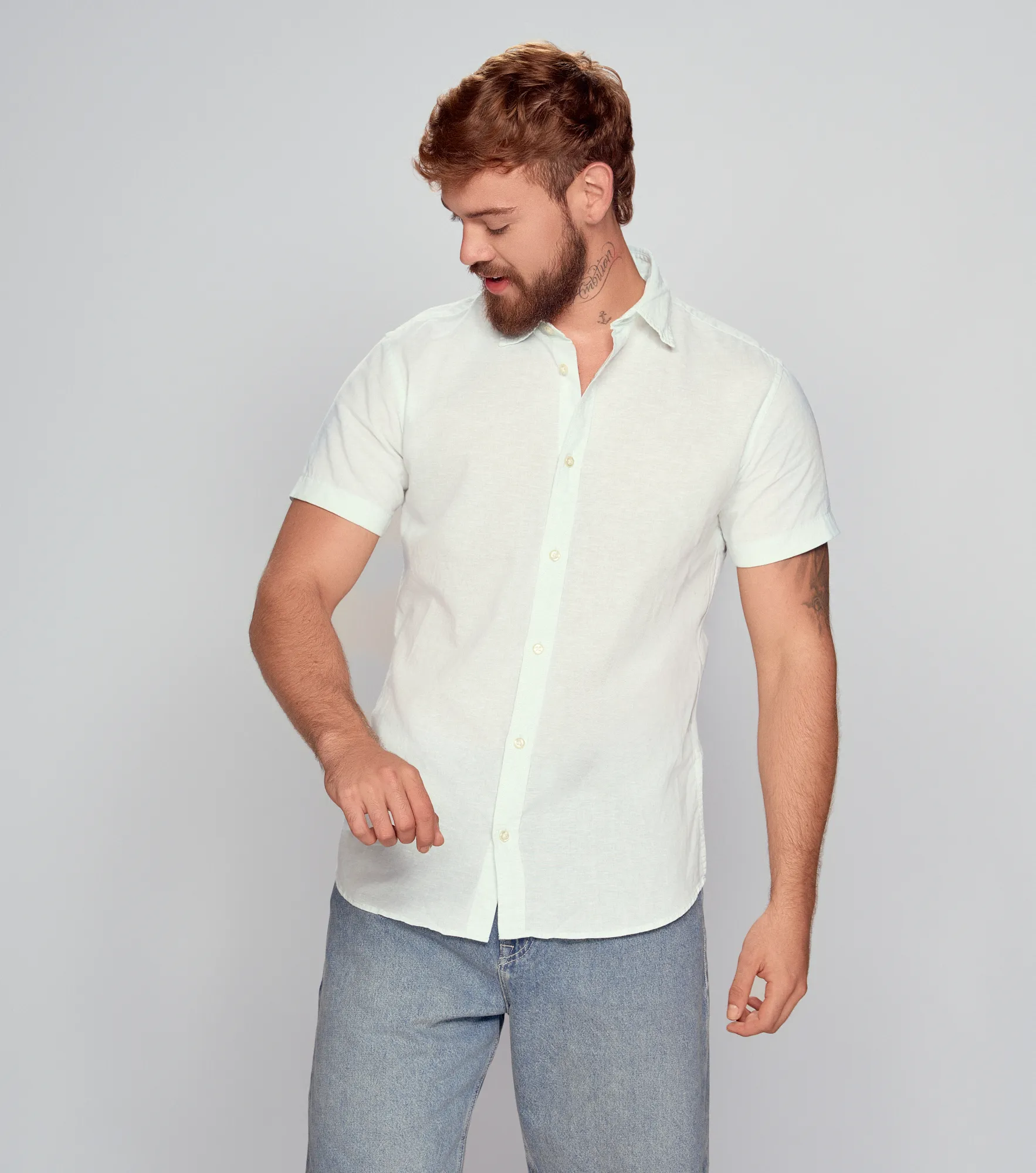 Camisa Jack And Jones Jjelinen Blend Shirt Ss SnAC