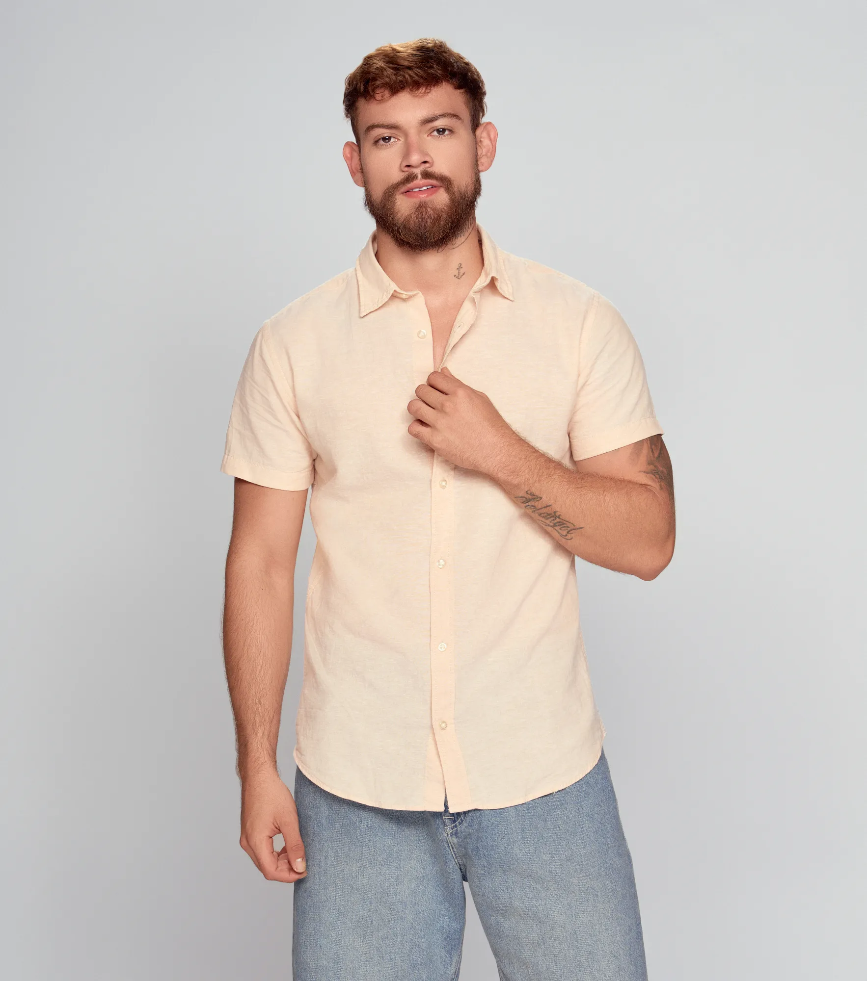 Camisa Jack And Jones Jjelinen Blend Shirt Ss SnCB