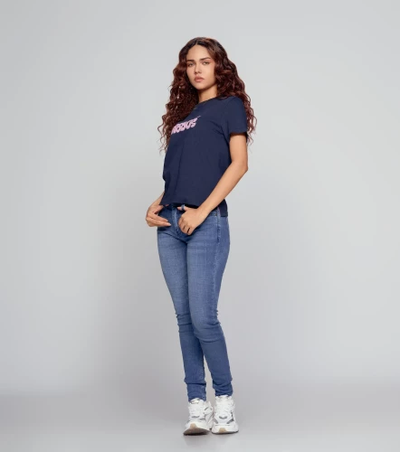 Lorain Blusa T Shirt Cuello Redondo Con Telovi Y Estampado UnserAV