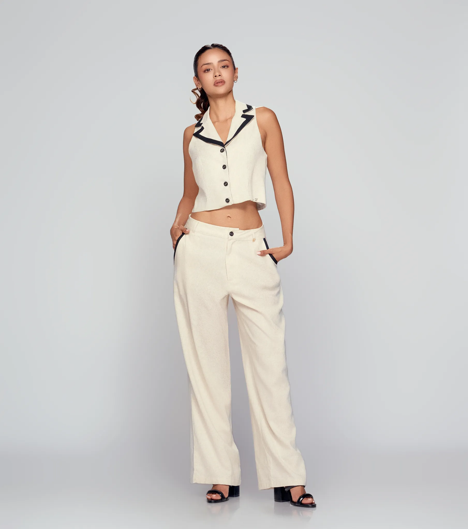 Pantalon Para Mujer Bota Bell Unicolor En Lino Derek 834898 AR