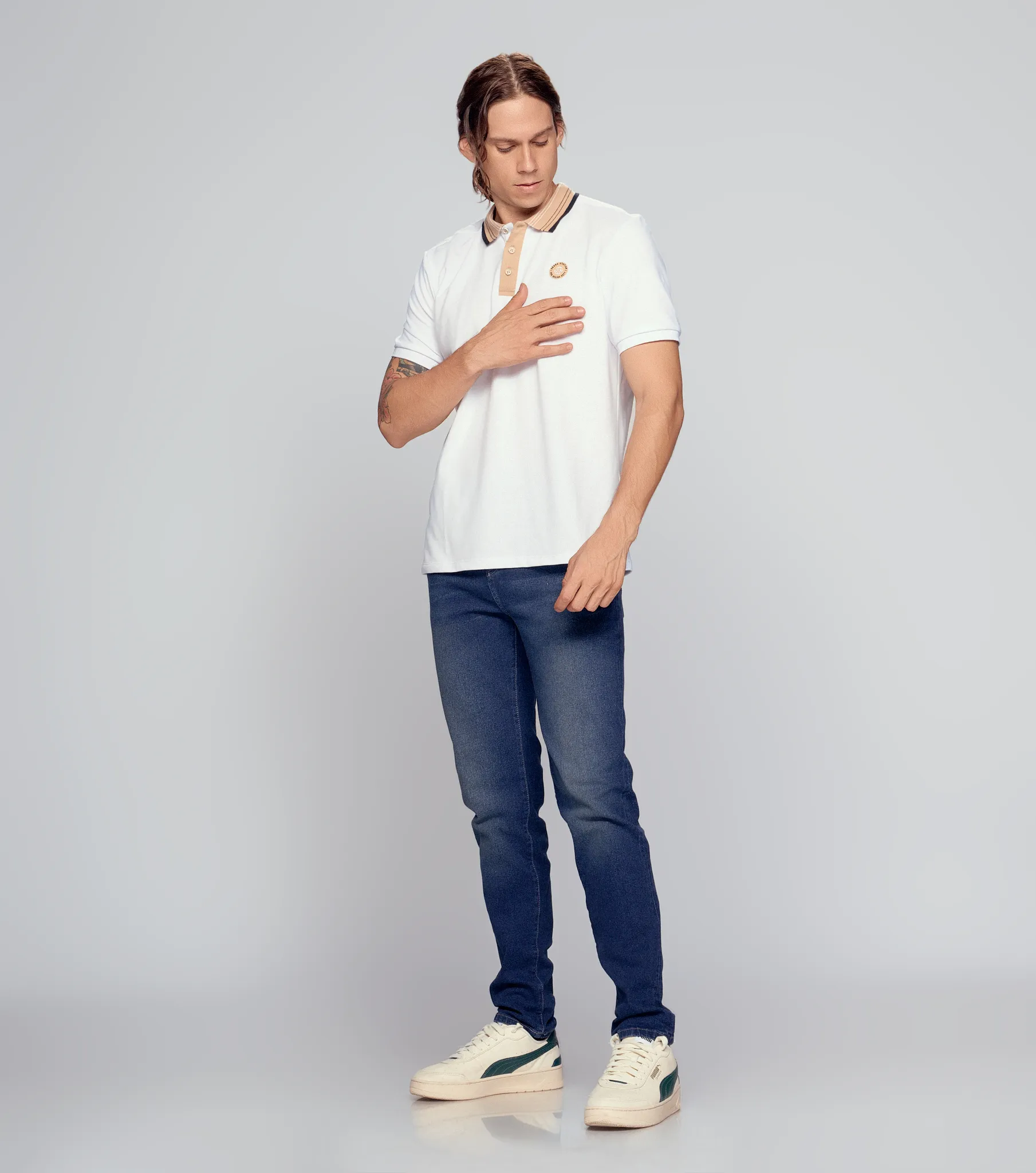 Comfort Julio Polo Con Combinacion En Cuello Unser 835114 BL