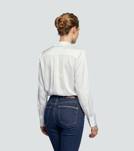 Blusa De Mujer Camisera Manga Larga Unicolor DerekBL