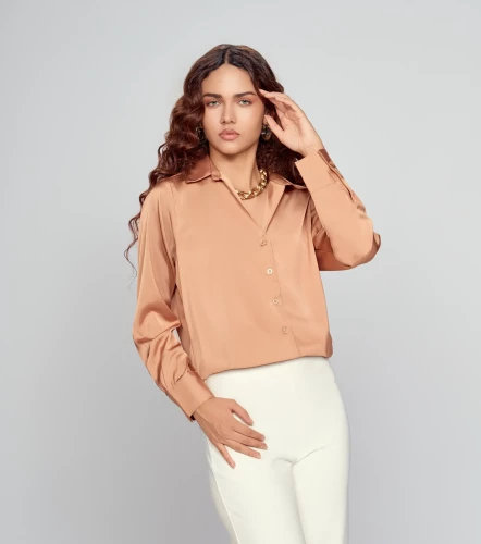 Blusa De Mujer Camisera Manga Larga Unicolor DerekKM