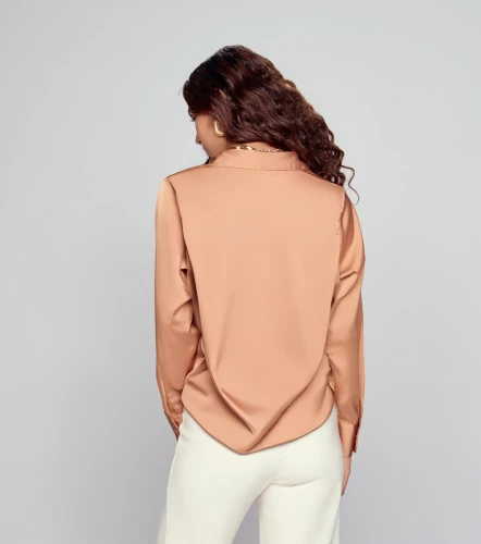 Blusa De Mujer Camisera Manga Larga Unicolor DerekKM