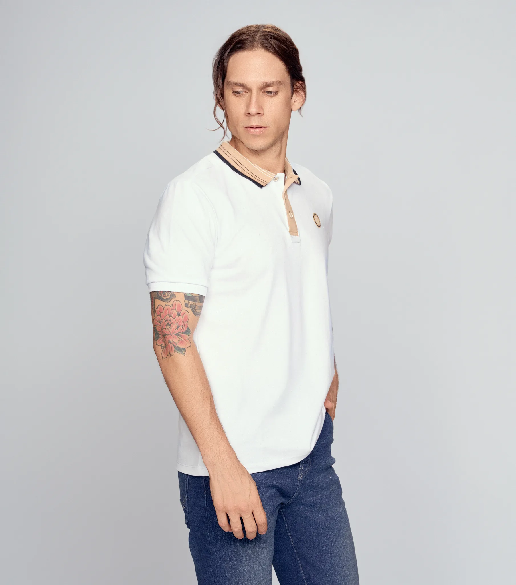 Comfort Julio Polo Con Combinacion En Cuello Unser 835114 BL