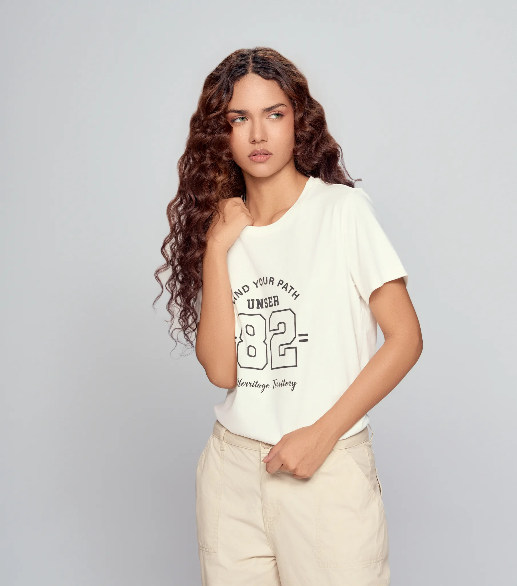 Lina Camiseta Unicolor Con Estampado Unser 834538 AR