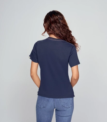 Lorain Blusa T Shirt Cuello Redondo Con Telovi Y Estampado UnserAV