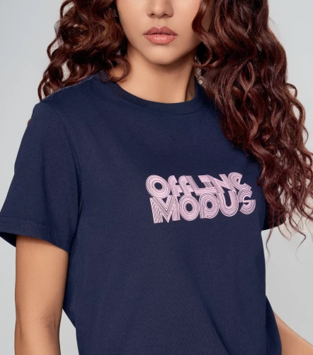 Lorain Blusa T Shirt Cuello Redondo Con Telovi Y Estampado UnserAV