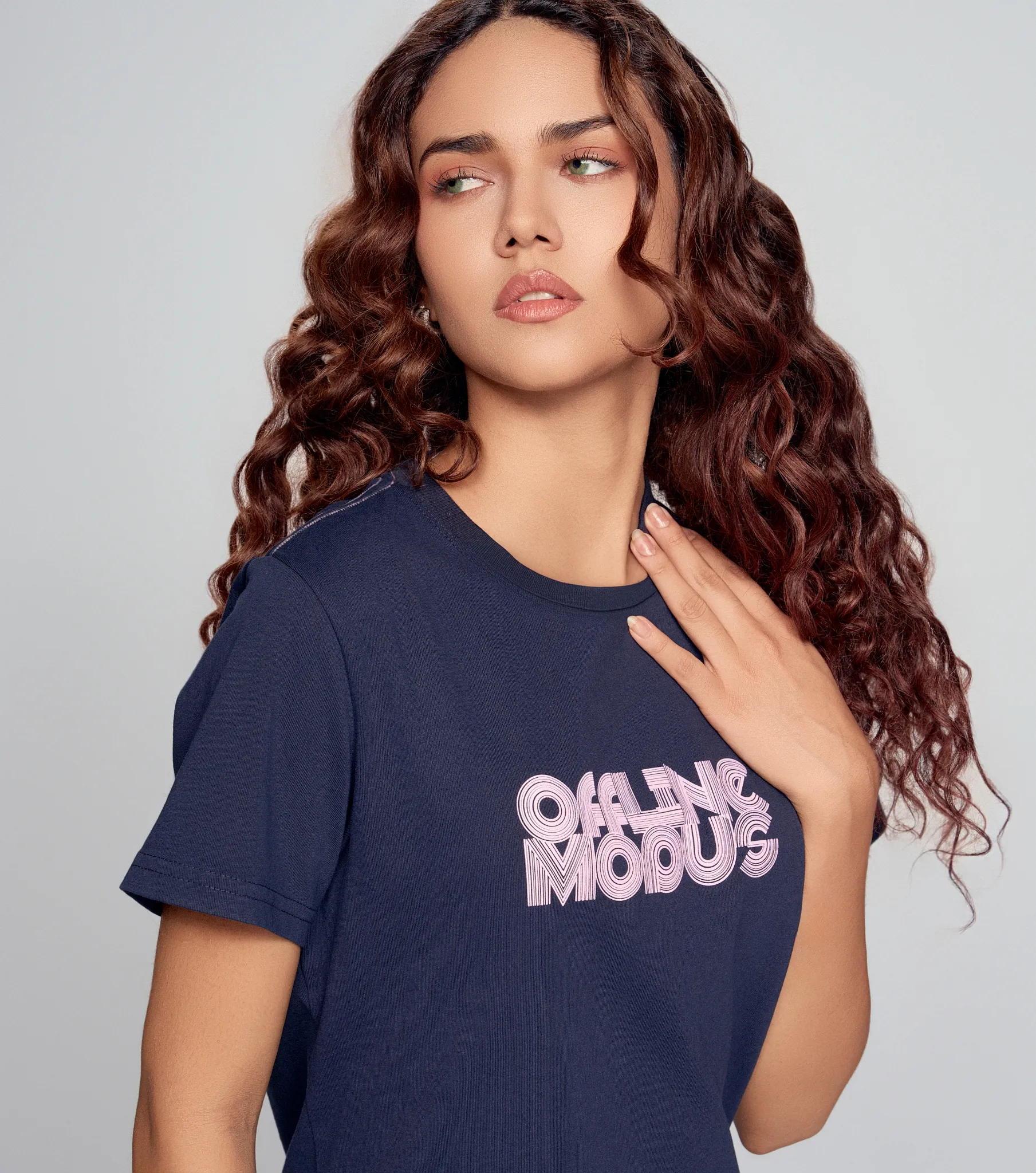 Lorain Blusa T Shirt Cuello Redondo Con Telovi Y Estampado Unser 832652 AV