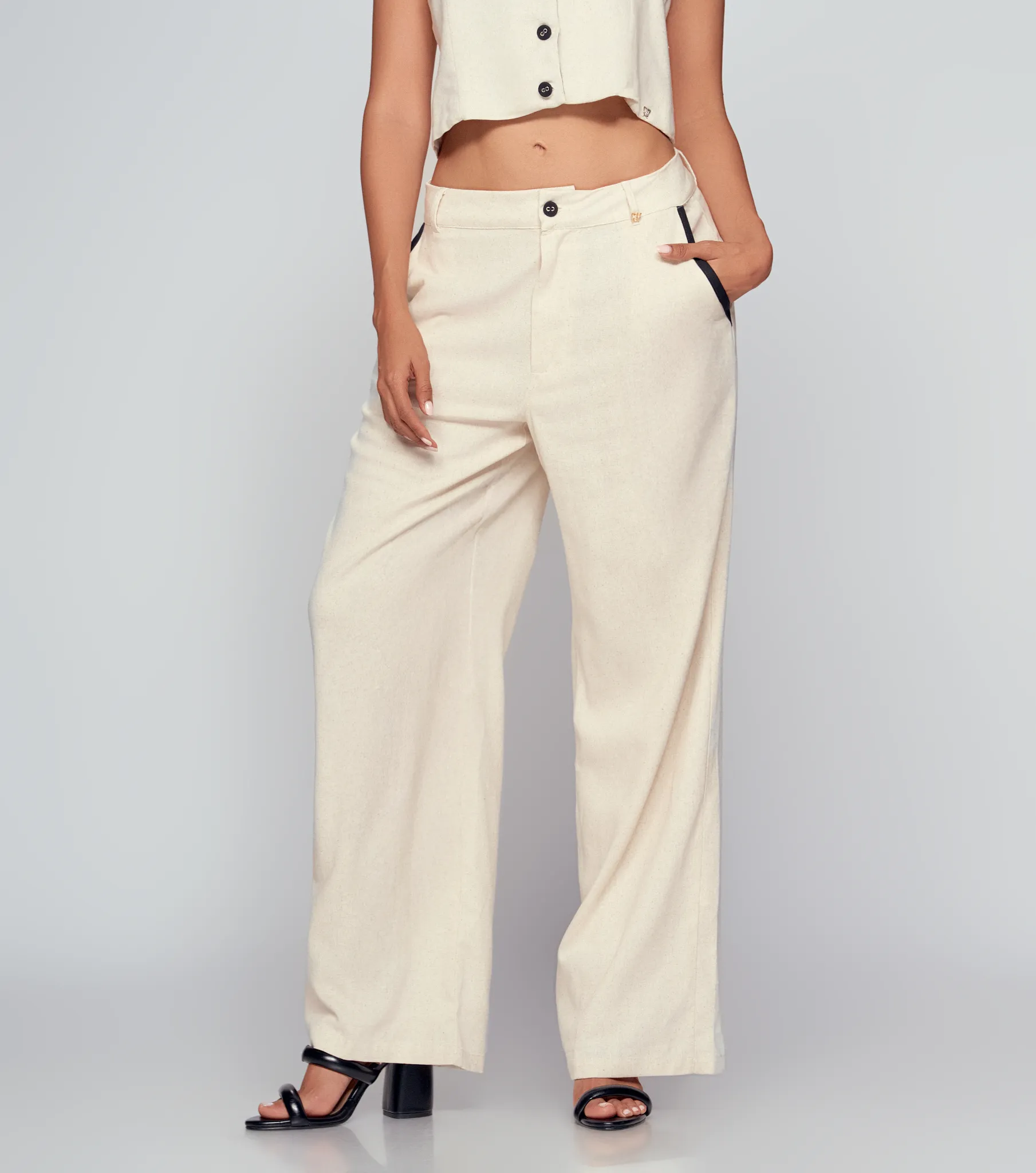 Pantalon Para Mujer Bota Bell Unicolor En Lino Derek 834898 AR