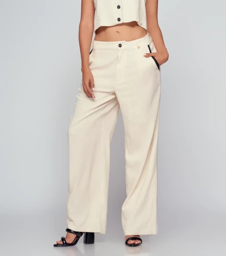 Pantalon Para Mujer Bota Bell Unicolor En Lino DerekAR