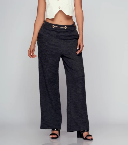 Pantalon Para Mujer Con Textura Y Accesorio Francesca DerekNG