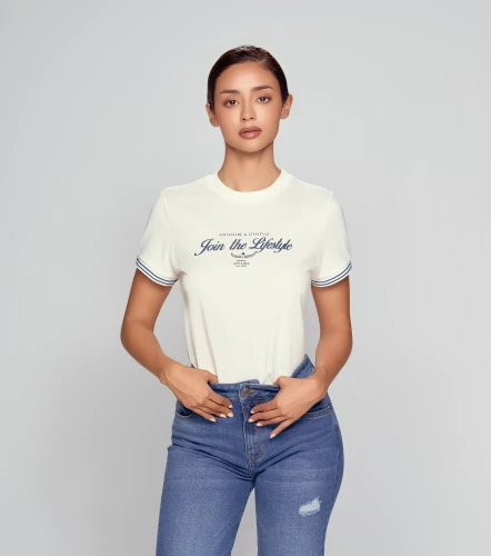 Yuli T Shirt Unicolor Con Estampado Delantero Y Puno Tejido UnserAR