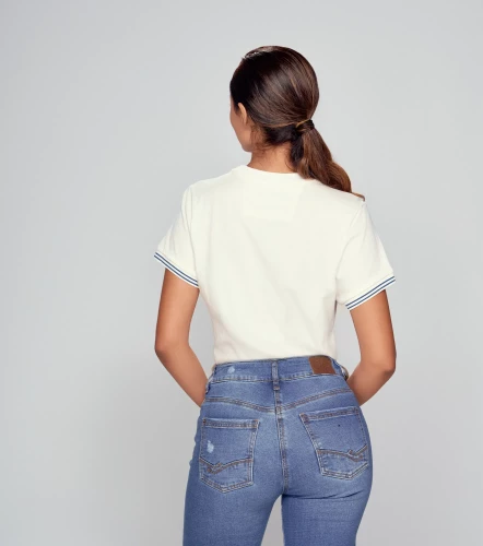 Yuli T Shirt Unicolor Con Estampado Delantero Y Puno Tejido UnserAR