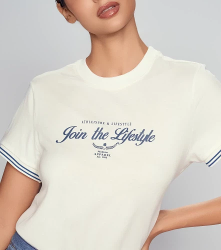 Yuli T Shirt Unicolor Con Estampado Delantero Y Puno Tejido UnserAR