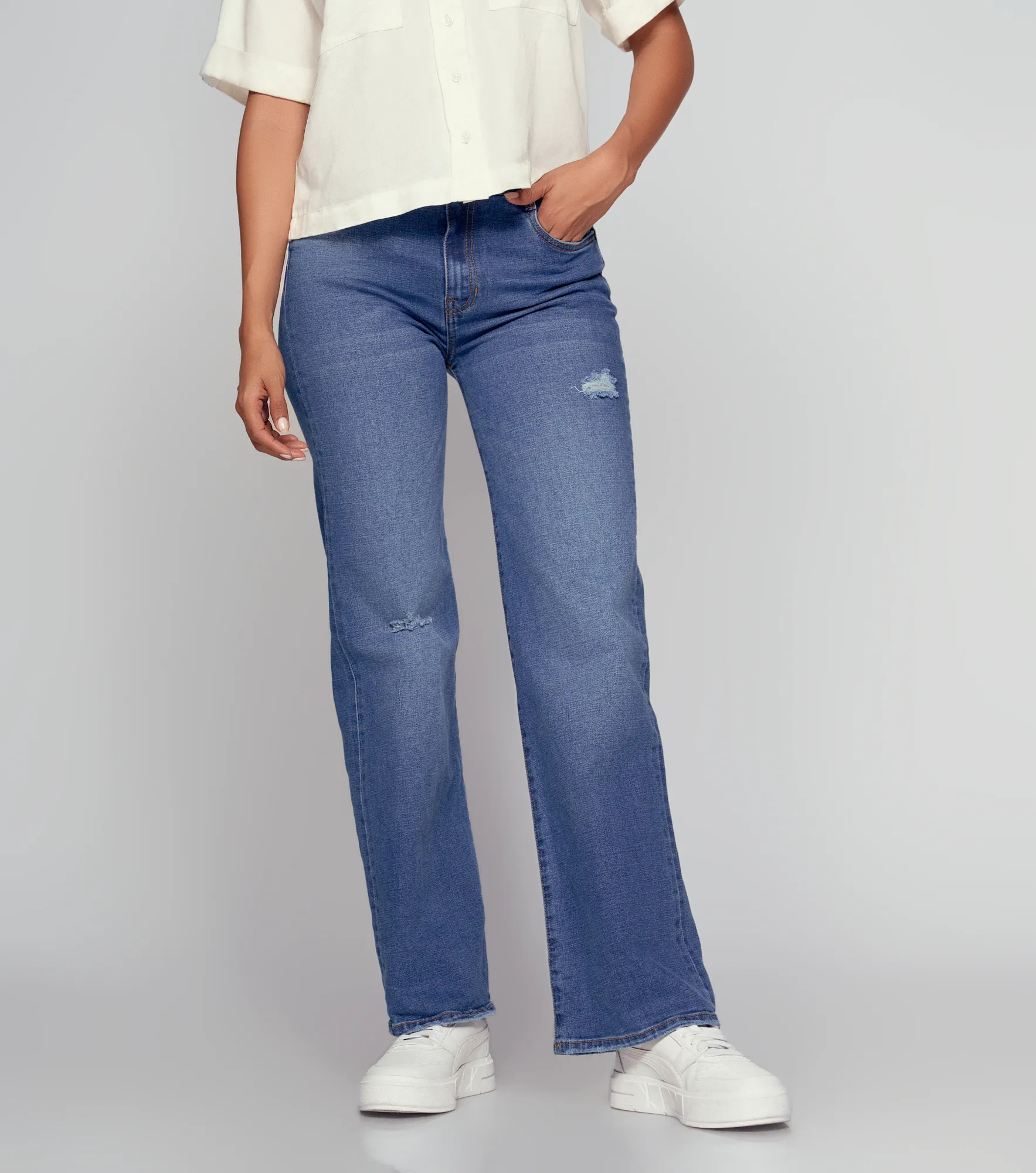 Star Sarith Jean Bota Recta Con Rotos Proceso Y Bolsillos Unser 834545 AZ