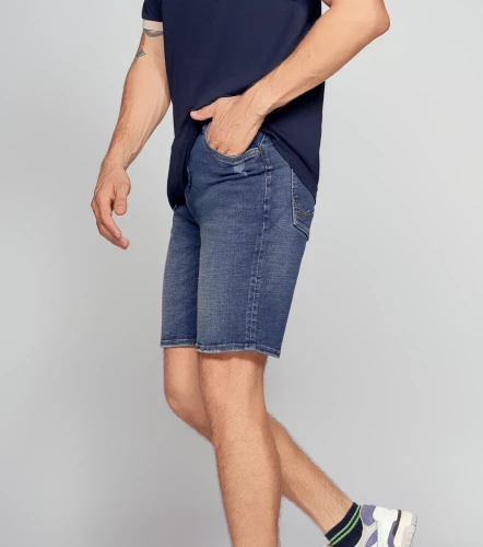 Bermuda Para Hombre Tono Azul Medio Clasica UnserAZ