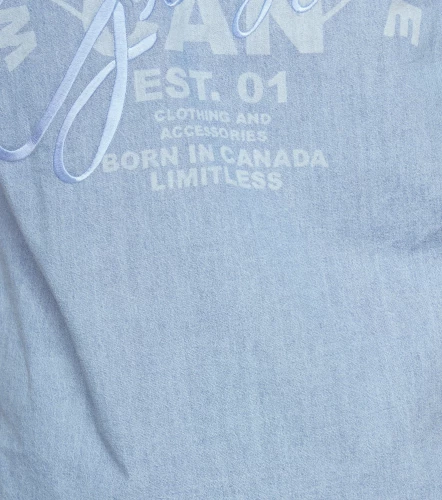 Hacker Camisa Manga Corta En Denim Masculina GroggyAZ