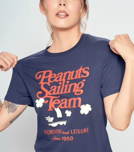 Angela T Shirt Peanuts Unicolor Con Estampado Delantero Y Posterior UnserAV