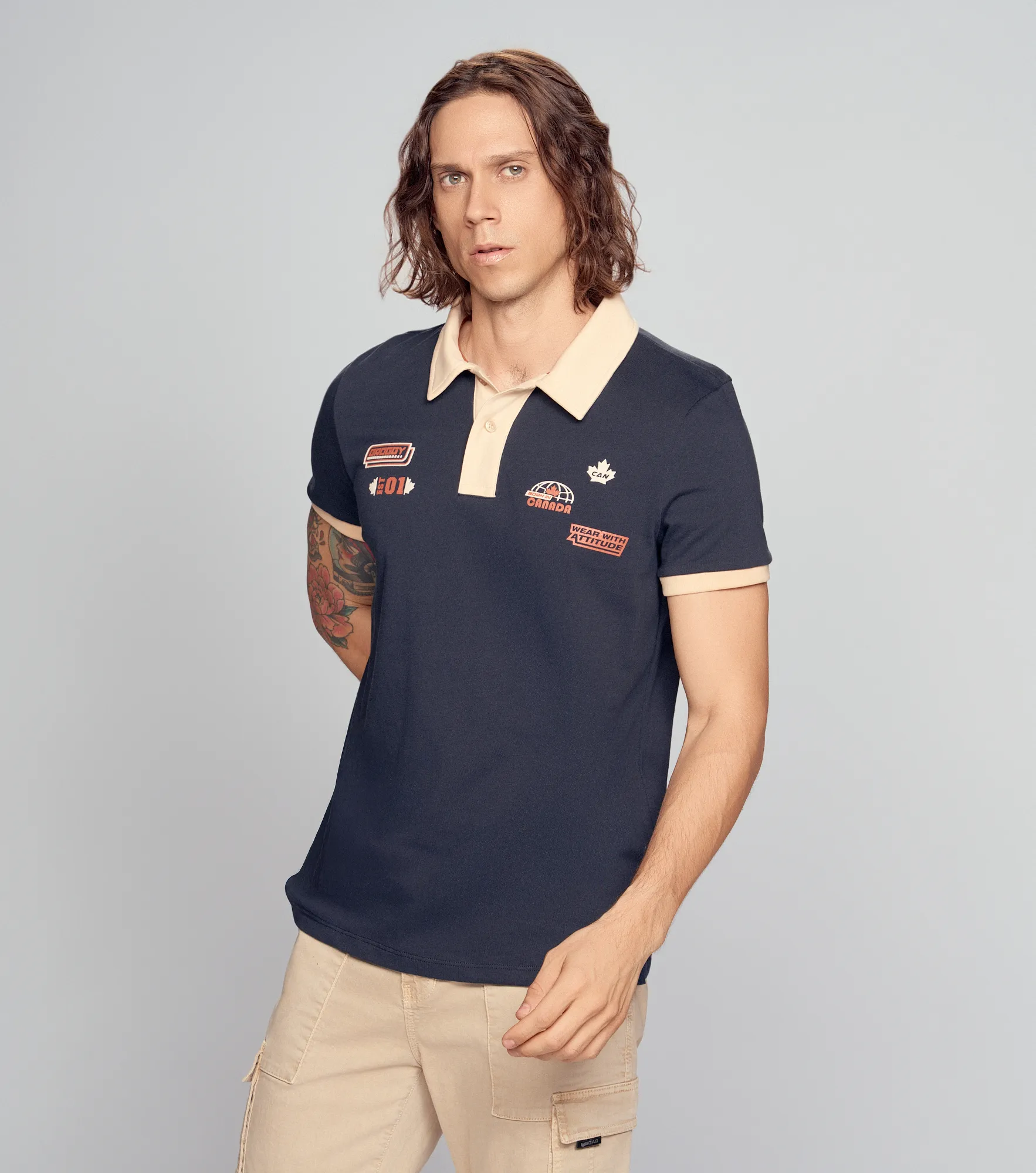 Jude Polo Slim Masculina Groggy 834754 AO