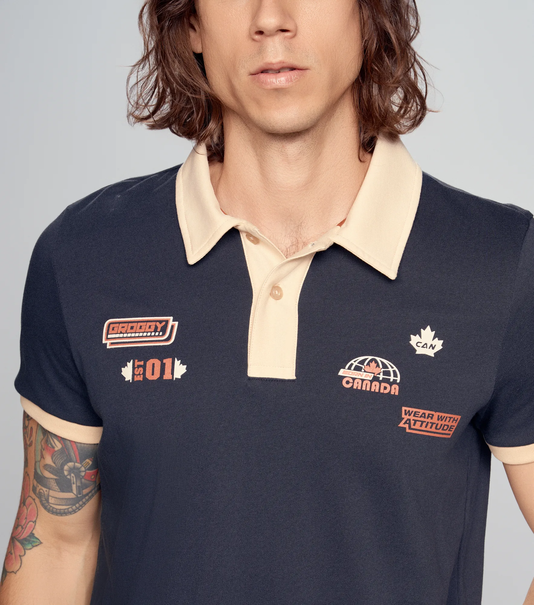 Jude Polo Slim Masculina Groggy 834754 AO